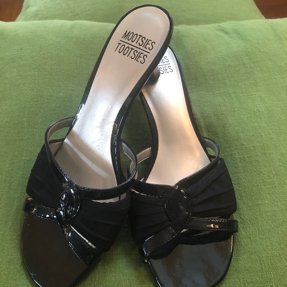 Navy Open Toed Slide in Heels - Picture 1 of 3